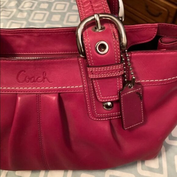 Pink Leather Coach Purse - Picture 3 of 12